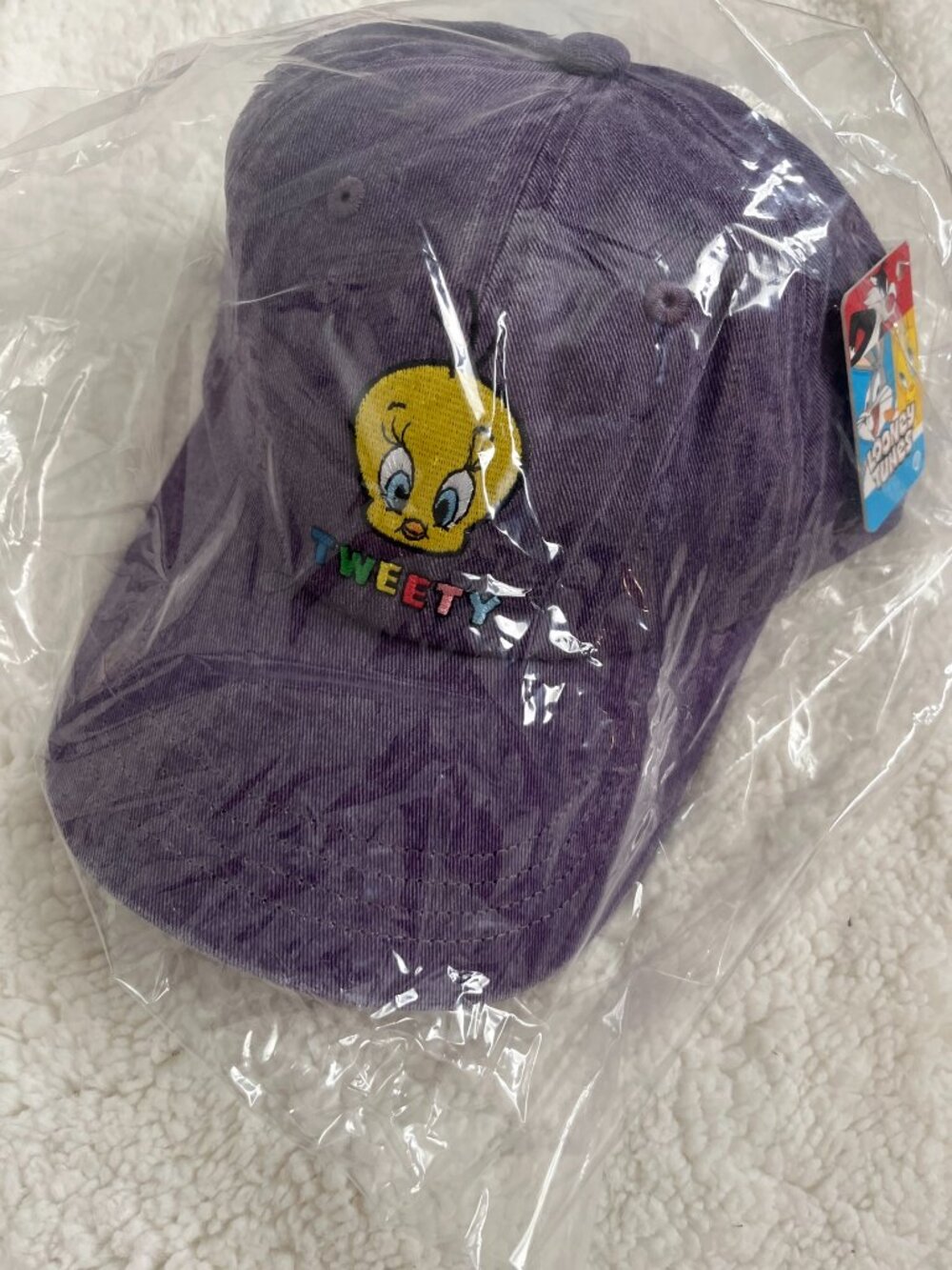 Looney Tunes Tweety Bird Embroidered Baseball Cap Dad Hat Washed Purple